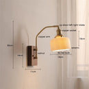 Axyaa Nordic Copper LED Wall Sconce with Adjustable Switch, Walnut Bedside Lamp