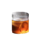Axyaa Striped Glass Cups: Vintage Cocktail Glassware for Lattes & Iced Coffee