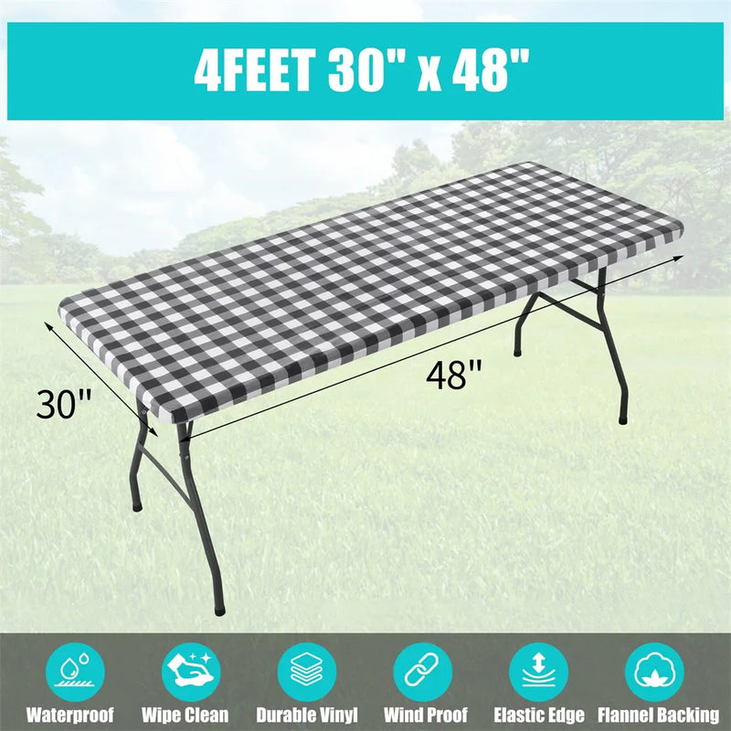 Axyaa Waterproof Elastic Table Cover for Home, Party, Camping - Outdoor Tablecloth
