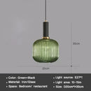 Axyaa Striped Glass Lantern Chandelier LED Pendant Lights for Dining Room Kitchen