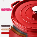 Axyaa Enamel Cast Iron Soup Pot with Lid - 9.5 Inch Stew Pan for Gas and Induction Cookers