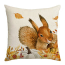 Axyaa Pumpkin Squirrel Print Thanksgiving Pillow Cover 45x45cm Holiday Decor