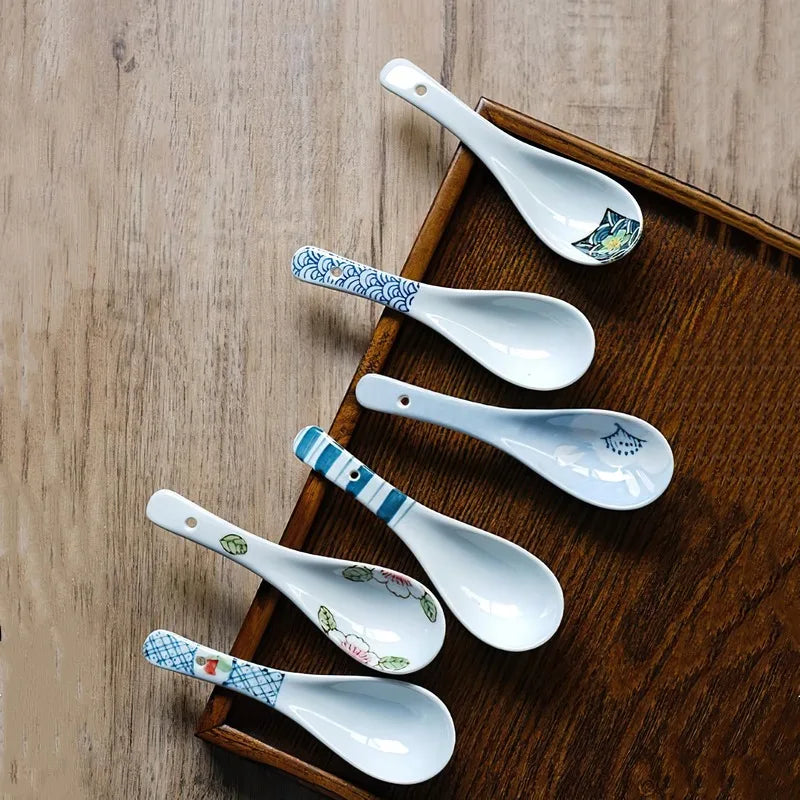 Axya Ceramic Spoon Dinner Set Bone Ladle Tableware Kitchenware Supply