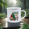 Axyaa Christmas Enamel Mugs, Santa Snowman Reindeer Design, Festive Xmas Party Cup