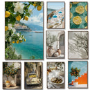 Axyaa Lemon Orange Olive Tree Canvas Poster: Mediterranean Greek Landscape Wall Art for Modern Home