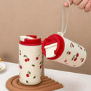 Axyaa Cherry Design Coffee Cup: Portable, Heat-resistant, Leak-proof Water Mug