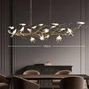 Axyaa Copper Swallow Chandelier with Glass Flower Pendant for Dining Room & Living Room