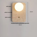 Axyaa Rotating LED Wall Sconce White Glass Yellow Travertine Wood Stair Light