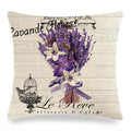 Axyaa Lavender Flowers Pillow Cover 45x45, Farmhouse Home Decor, Purple Decorative Throw Pillow