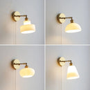 Axyaa LED Wall Sconce with Pull Chain Switch White Glass Stair Light