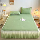 Axyaa Ice Silk Bedspread Set: Summer Bed Skirt with Lace Details