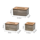 Axyaa Wooden Lid Tissue Box Holder for Living Room, Car Decor - Transparent Desktop Napkin Storage Box