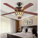 Axyaa Wood Blades Ceiling Fan Light Remote Control 52 Inch Retro Style Glass Color