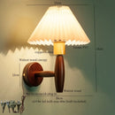 Axyaa Fabric LED Wall Sconce Walnut Wood Lamp for Bedroom Living Room