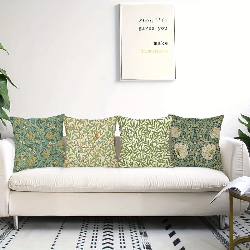 Axyaa Retro Plant Flower Pattern Pillowcase for Home Decor