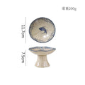 Axyaa Ceramic Dessert Plate Set of 2 High Foot Sushi Snack Tableware