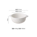 Axyaa Stone Patterned Ceramic Double Ear Soup Bowl - Large Capacity Noodle & Salad Bowl