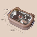 Axyaa Bear Lunch Box: Stainless Steel Portable Sealed Food Container for Kids & Office
