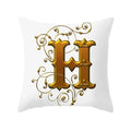 Axyaa European Gold 26 Letters Digital Printed Pillowcase for Home Decor