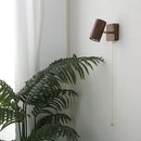 Axyaa Rotatable Walnut Wood Wall Lamps, Adjustable LED Spotlight Sconce Light, Pull Switch Indoor Fixtures