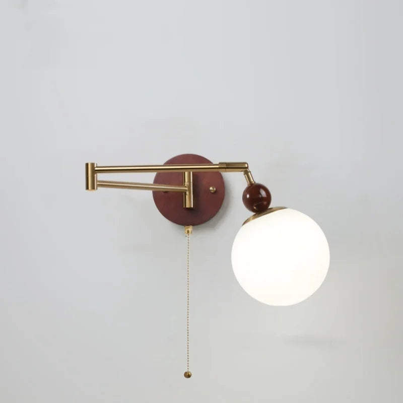 Axyaa White Pumpkin LED Wall Light - Swing Arm Nordic Modern Wandlamp
