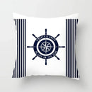 Axyaa Blue Mediterranean Compass Anchor Pillow Cover 45x45cm