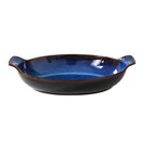Axyaa Ceramic Blue Boat Plate Fish Bowl for Baking, Cheese, and Serving