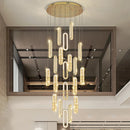 Axyaa Crystal Chandelier: Modern Stair Pendant Lamp for Living Room & Interior Lighting