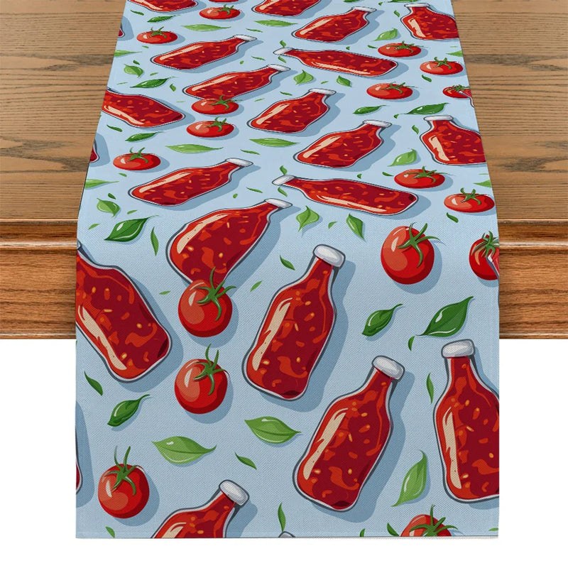 Axyaa Tomato Ketchup Table Runner for Kitchen Dining Room Decor