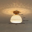 Axyaa Copper Wood LED Ceiling Lamp; Modern Ceramic Living Room Lighting Fixtures