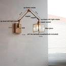 Axyaa Ash Wood LED Swing Arm Wall Lights with Pull Chain Switch & Blue Glass