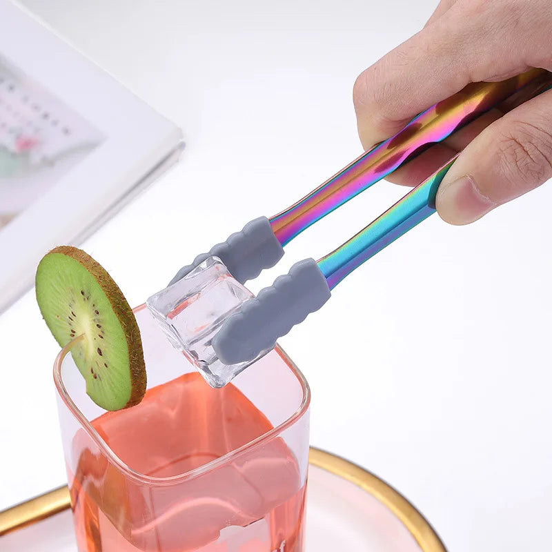 Axyaa Silicone Head Stainless Steel Food Tongs