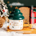 Axyaa Ceramic Christmas Tree Mug with Gold Wind Chime Handle