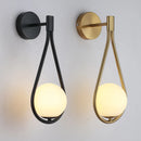 Axyaa Frosted Glass Ball Wall Light Black Copper LED Wall Lamp
