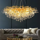 Axyaa Crystal Raindrop LED Chandelier, Elegant Home Decor Lighting Fixture