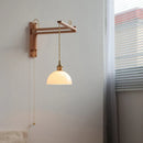 Axyaa Vintage LED Wall Lamp Amber Glass Wood Wabi Sabi Arandela