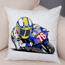 Axyaa Cartoon Sport Motorcycle Cushion Cover - Super Soft Plush Pillow Case