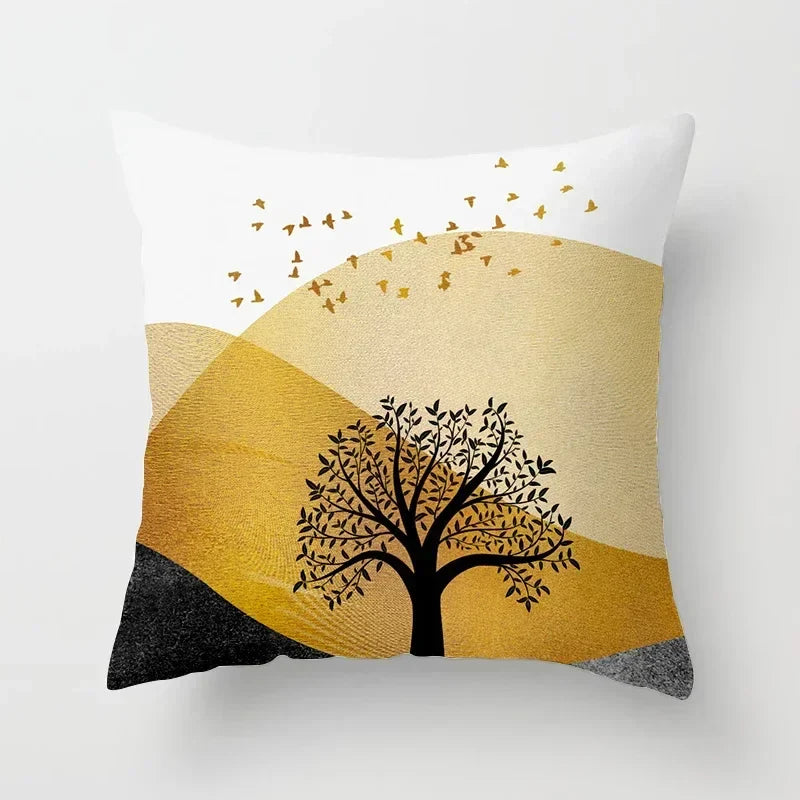 Golden Tree Forest Pillow Case by Axyaa: Car/Home Sofa Bed Decor, 45x45cm Decorative Cushion Cover