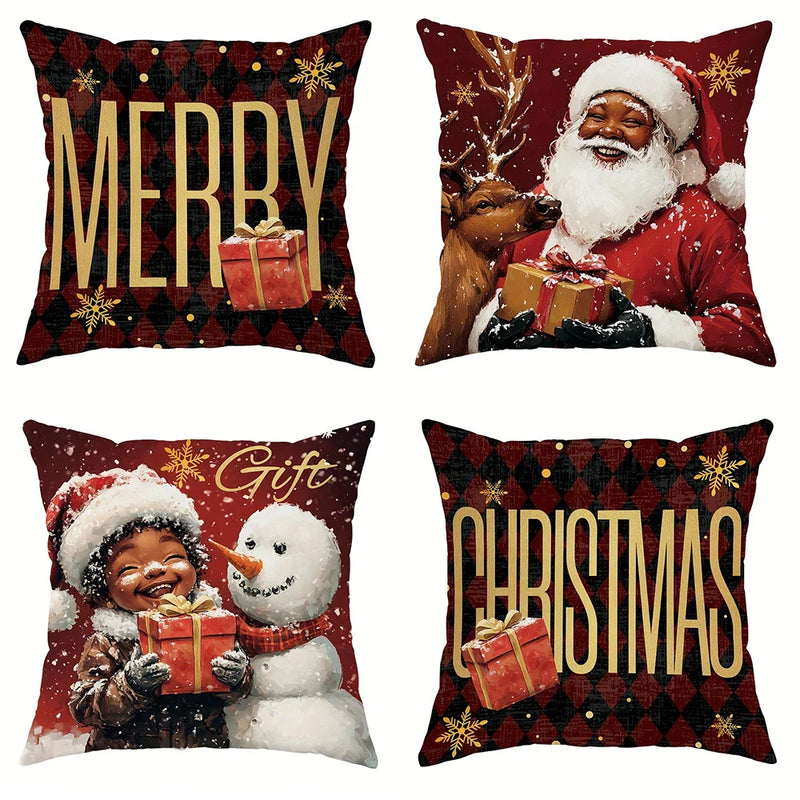 Axyaa Christmas Pillowcase: Santa Claus Snowman Design for Home Sofa Decoration
