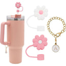 Axyaa 3PCS Silicone Straw Cover & Initial Charm for Stanley Cup Tumblers