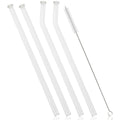 Axyaa Glass Straw Set - 4pcs Milk Tea Juice Cocktail & Brush, Bar Accessories