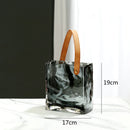 Axyaa Transparent Glass Vase with Irregular Texture for Terrarium Home Decoration