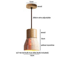 Axyaa Adjustable LED Pendant Lamp Stone Wood Hanging Light