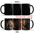 Axyaa Color Changing Animal Ceramic Mug Lion Tiger Heat Sensitive Coffee Cup