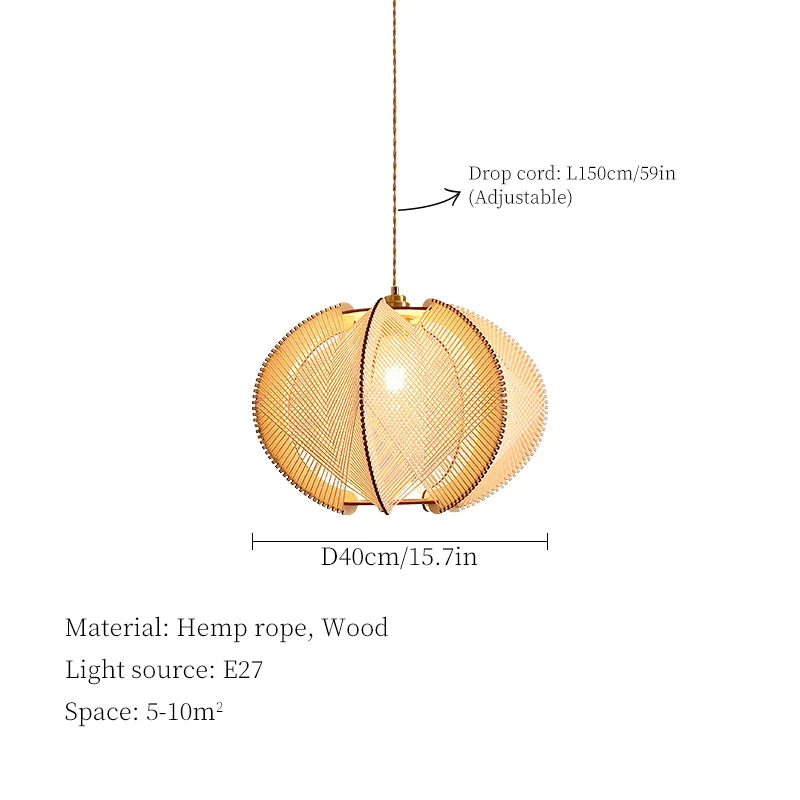 Axyaa Wabi Sabi Hemp Rope Wood Chandelier Pendant Lights
