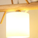 Axyaa Nordic Wood Birds Chandelier: Log Style Lighting Fixtures for Home Decor
