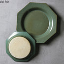 Axyaa Octagonal Ceramic Dessert Plate: Vintage Serving Tableware for Restaurant and Home