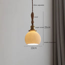 Axyaa Ceramic Wood Copper LED Pendant Light Fixture - Modern Hanging Lamp for Home