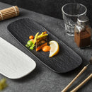 Axyaa Ceramic Dim Sum Plate - Black & White Frosted Sushi Plate