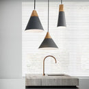 Axyaa Wood Iron Pend Light: Modern LED Hang Fixture for Kitchen Dining Living Loft